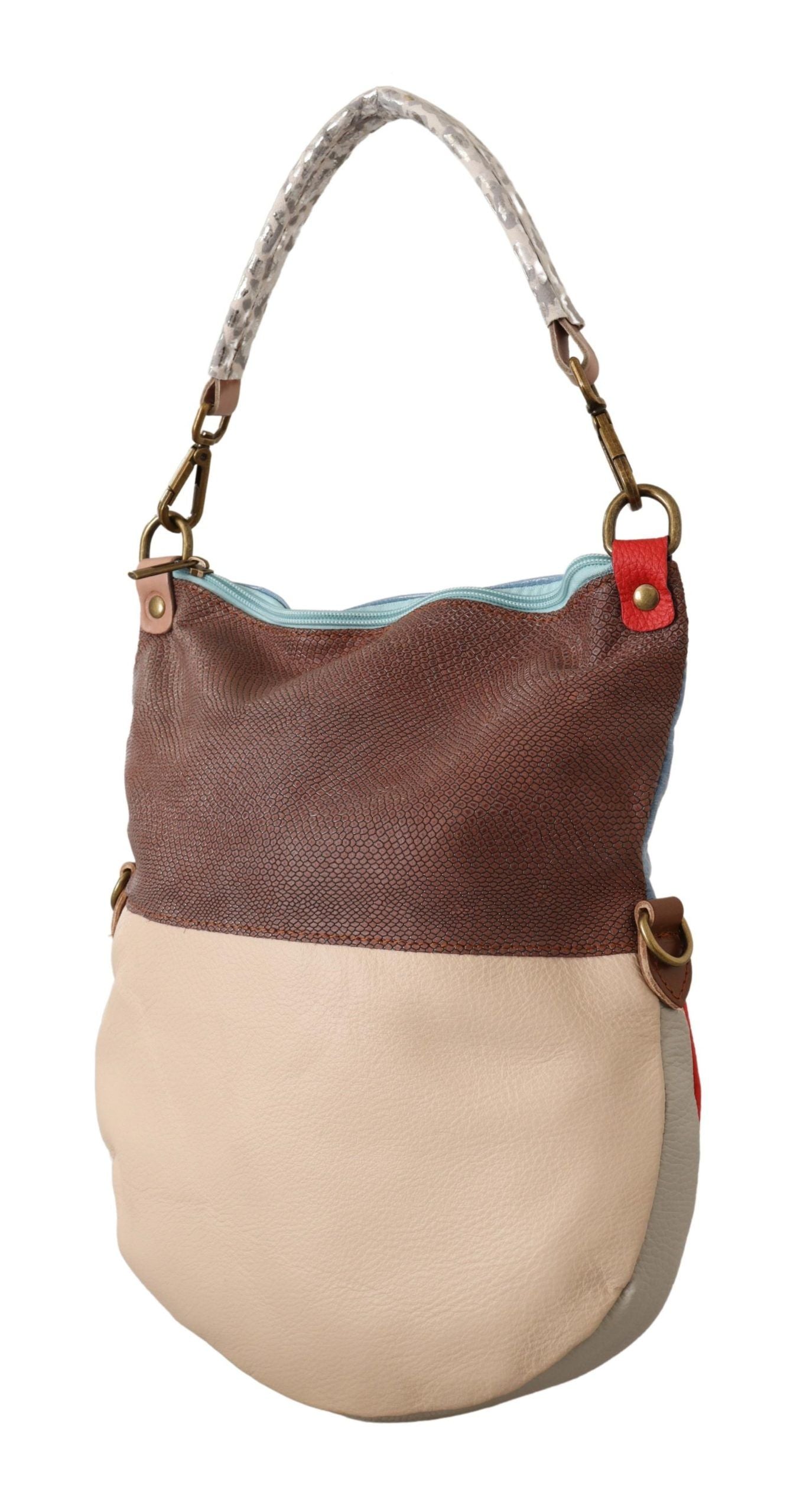 Chic Multicolor Leather Tote with Gold Accents - SEHABRANDS