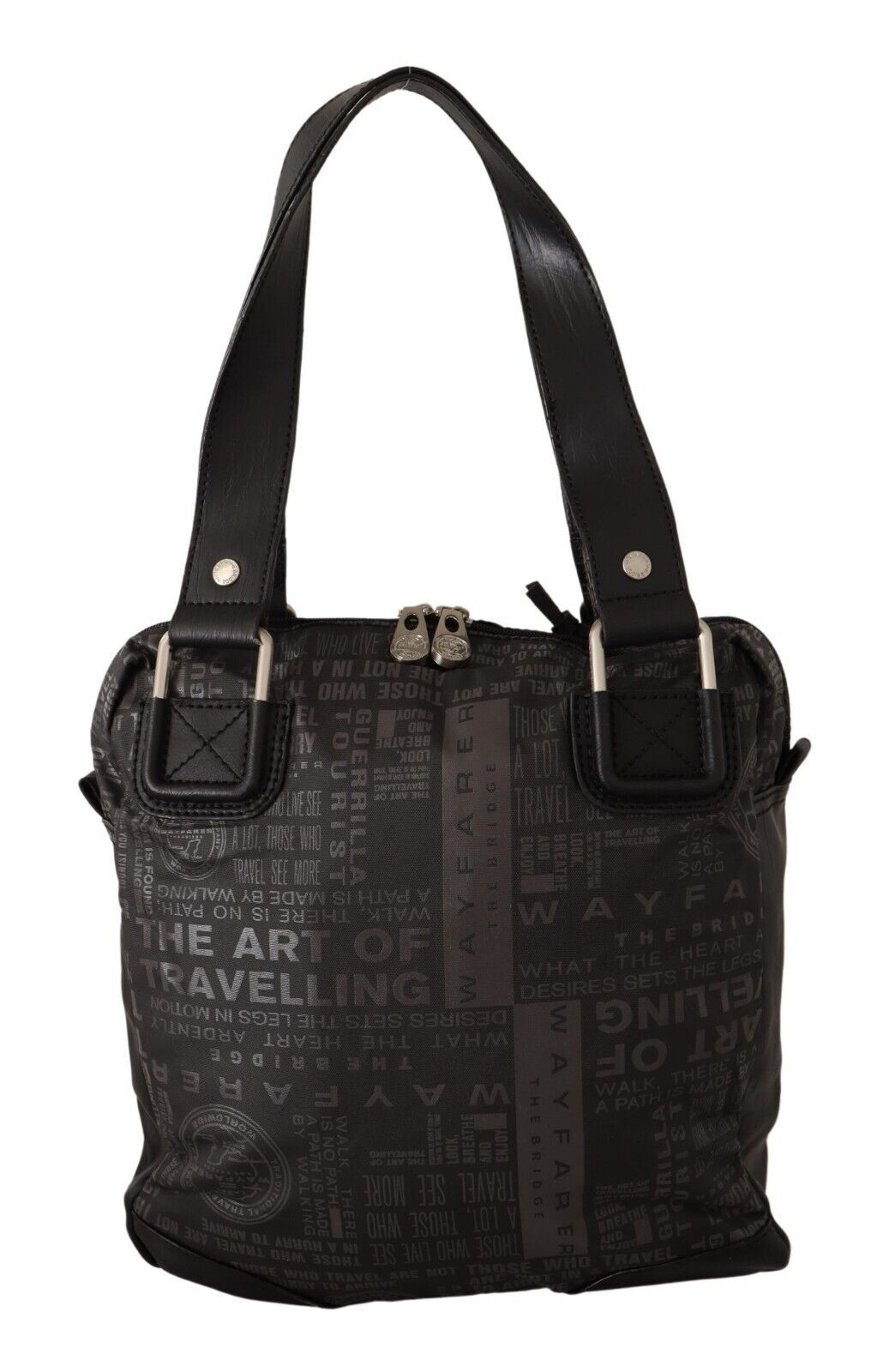 Chic Black and Gray Fabric Shoulder Handbag - SEHABRANDS