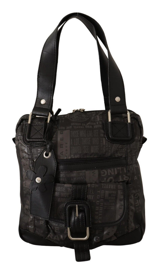 Chic Black and Gray Fabric Shoulder Handbag - SEHABRANDS