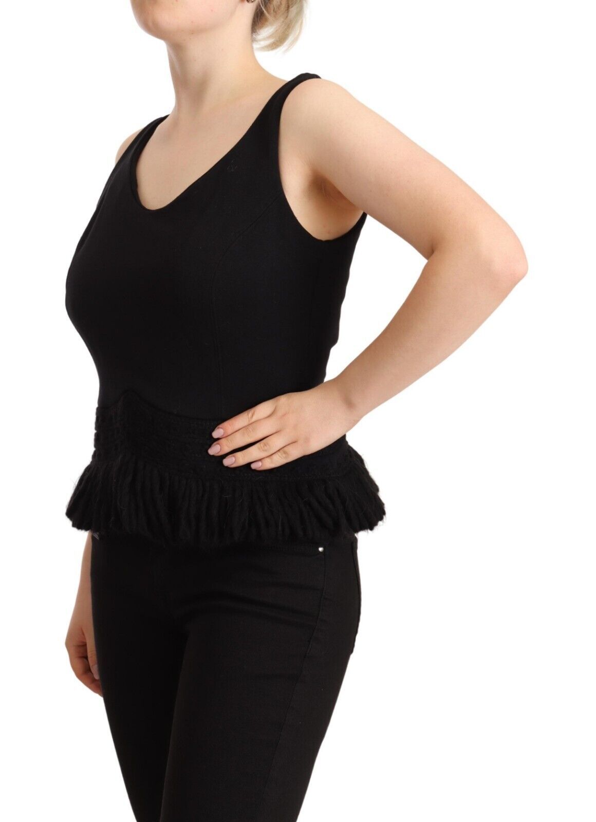 Chic Sleeveless Designer Tank Top in Black - SEHABRANDS