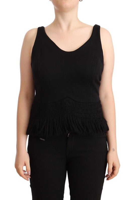 Chic Sleeveless Designer Tank Top in Black - SEHABRANDS