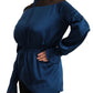 Elegant Crew Neck Silk Blouse in Blue - SEHABRANDS