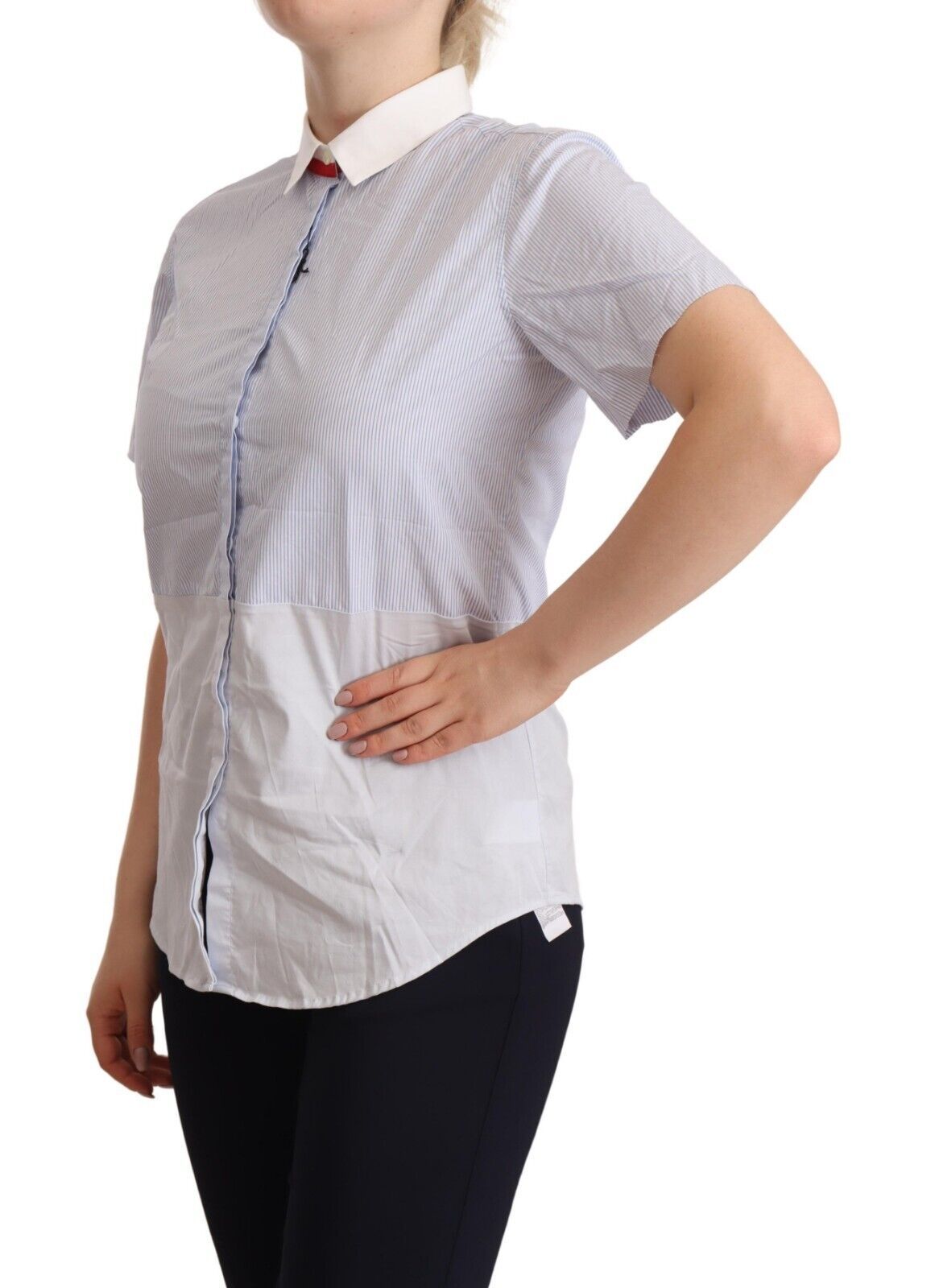 Chic Light Blue Polished Cotton Polo Top - SEHABRANDS