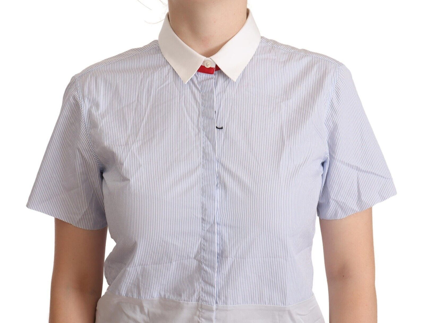 Chic Light Blue Polished Cotton Polo Top - SEHABRANDS