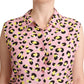 Sleeveless Leopard Print Polo Top - SEHABRANDS