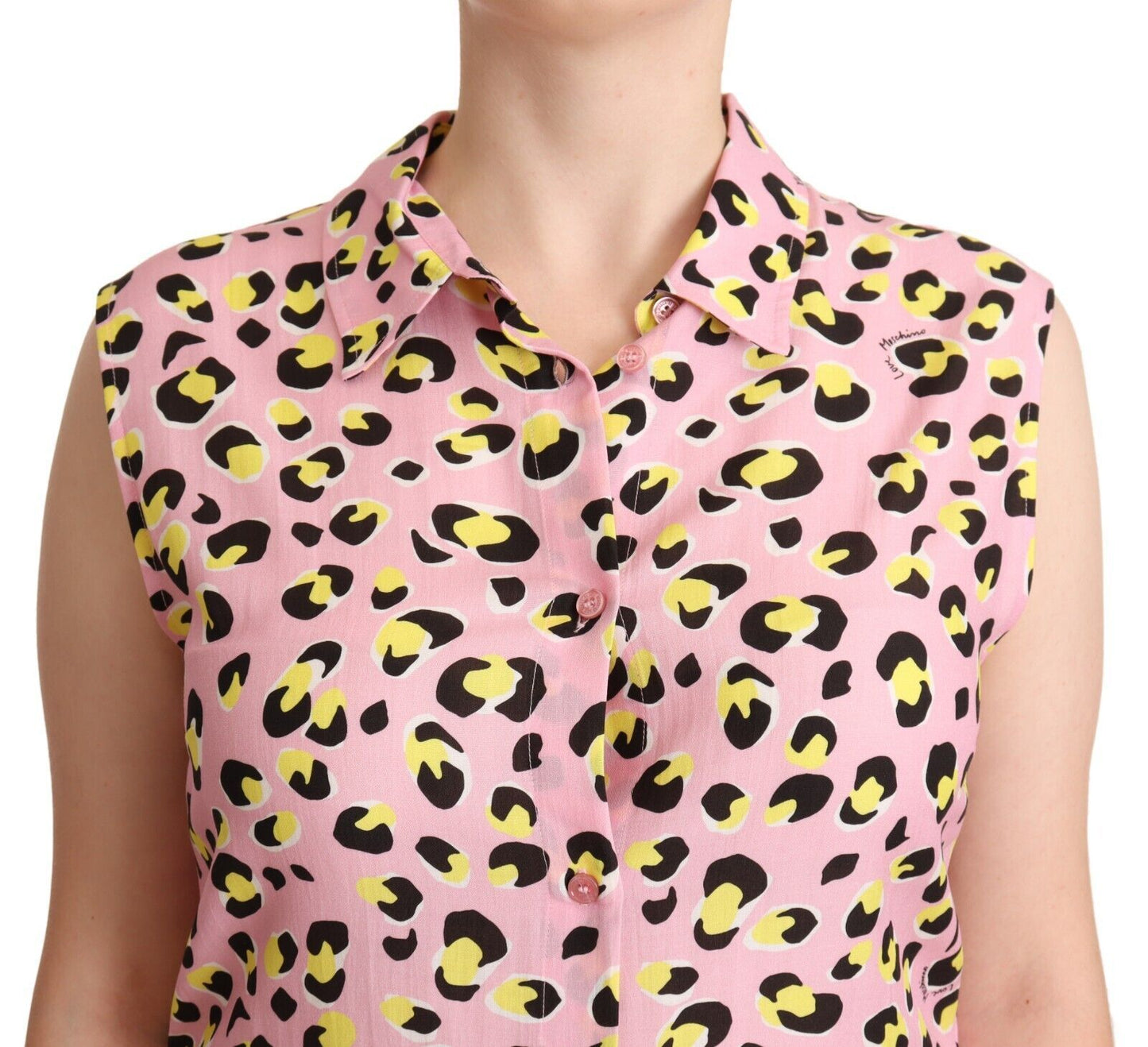 Sleeveless Leopard Print Polo Top - SEHABRANDS