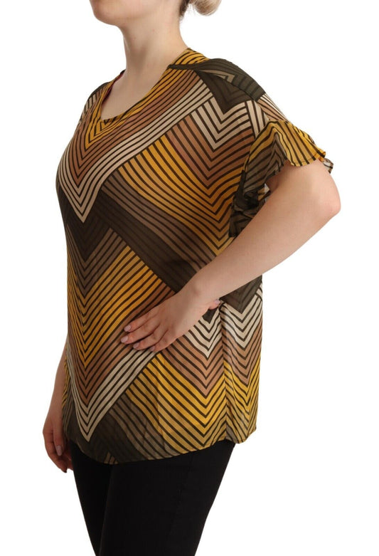 Chic Multicolor Striped Short Sleeve Blouse - SEHABRANDS