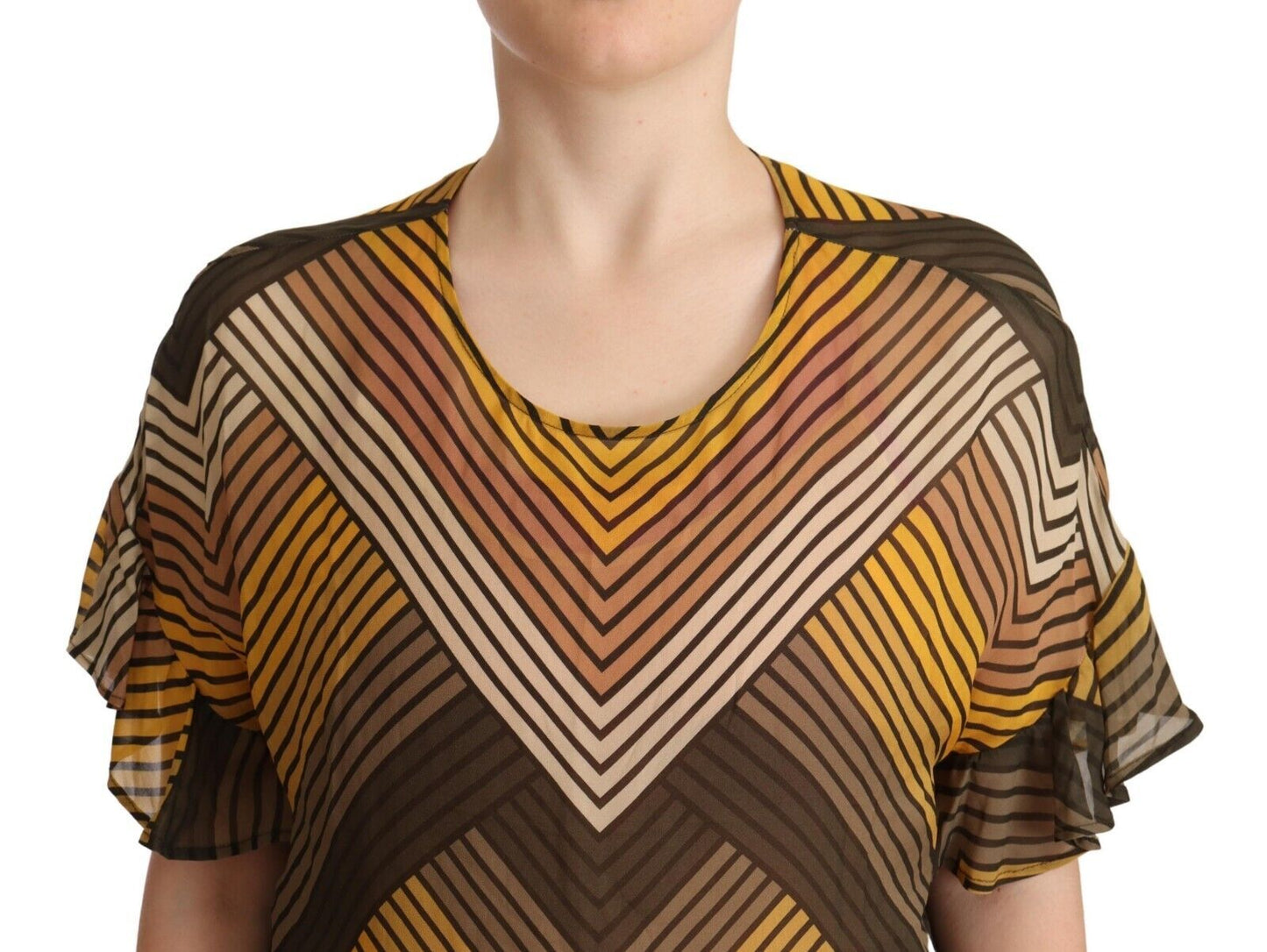 Chic Multicolor Striped Short Sleeve Blouse - SEHABRANDS