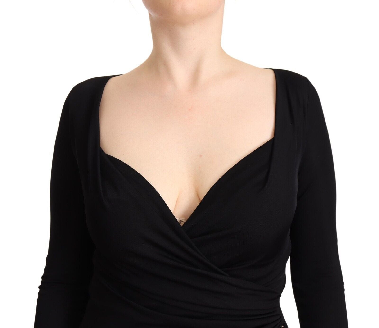 Elegant Black Sheath Dress with Sweetheart Neckline - SEHABRANDS