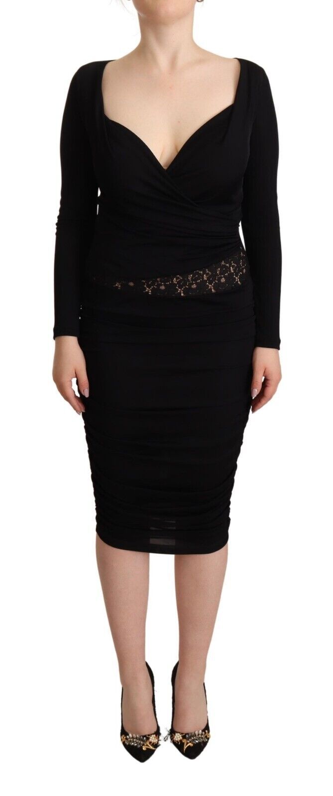 Elegant Black Sheath Dress with Sweetheart Neckline - SEHABRANDS