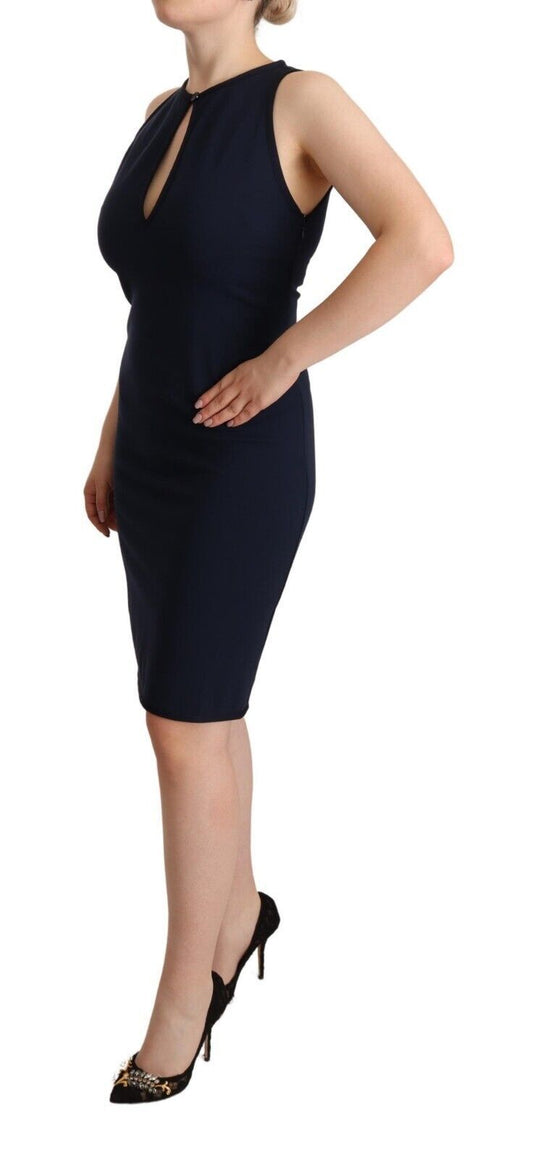 Sleeveless Navy Knee-Length Sheath Dress - SEHABRANDS