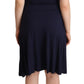 Navy Blue Cotton Midi Halter Dress - SEHABRANDS