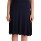 Navy Blue Cotton Midi Halter Dress - SEHABRANDS