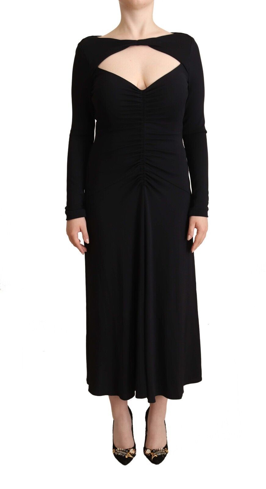 Elegant Black Nylon Stretch Maxi Dress - SEHABRANDS