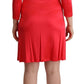 Elegant Red Knee-Length Sheath Dress - SEHABRANDS