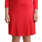 Elegant Red Knee-Length Sheath Dress - SEHABRANDS