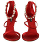 Dolce & Gabbana Red Crystal-Embellished Heel Sandals