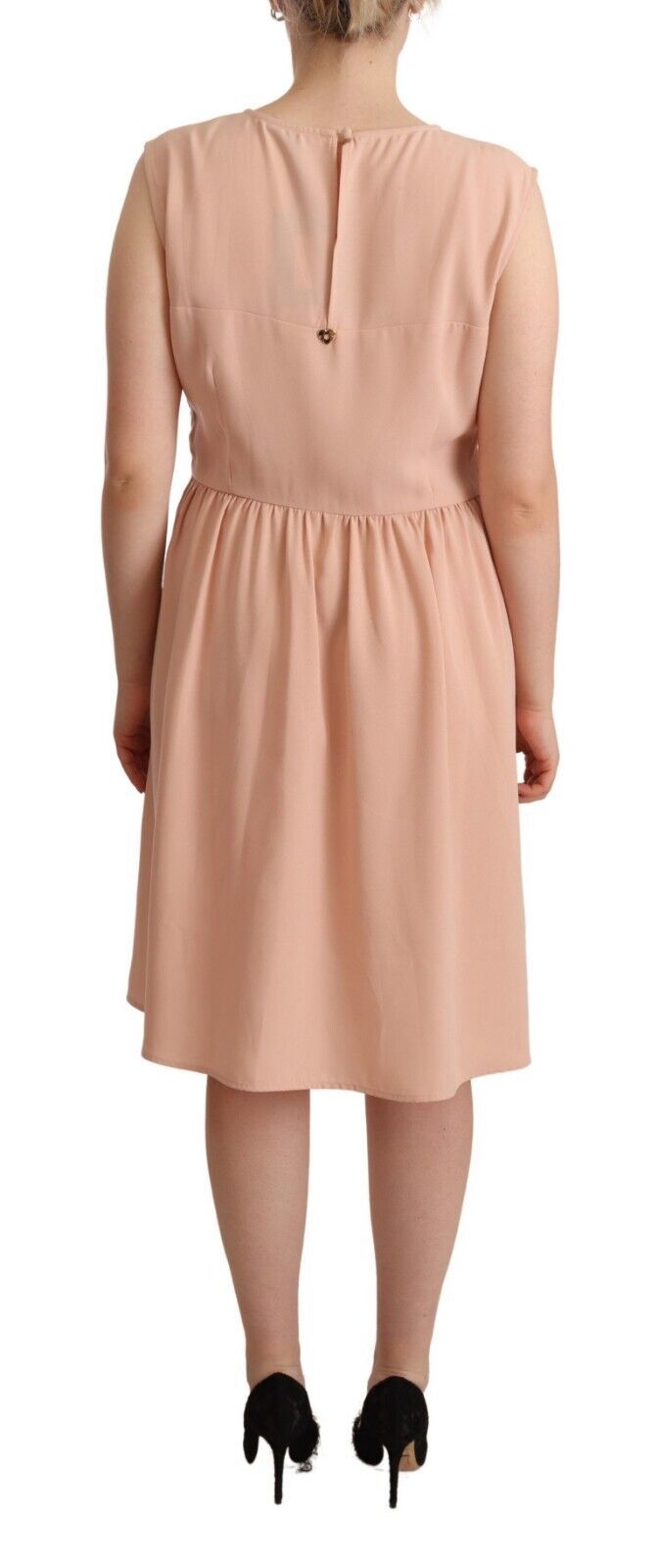 Elegant Beige Sleeveless Shift Dress - SEHABRANDS