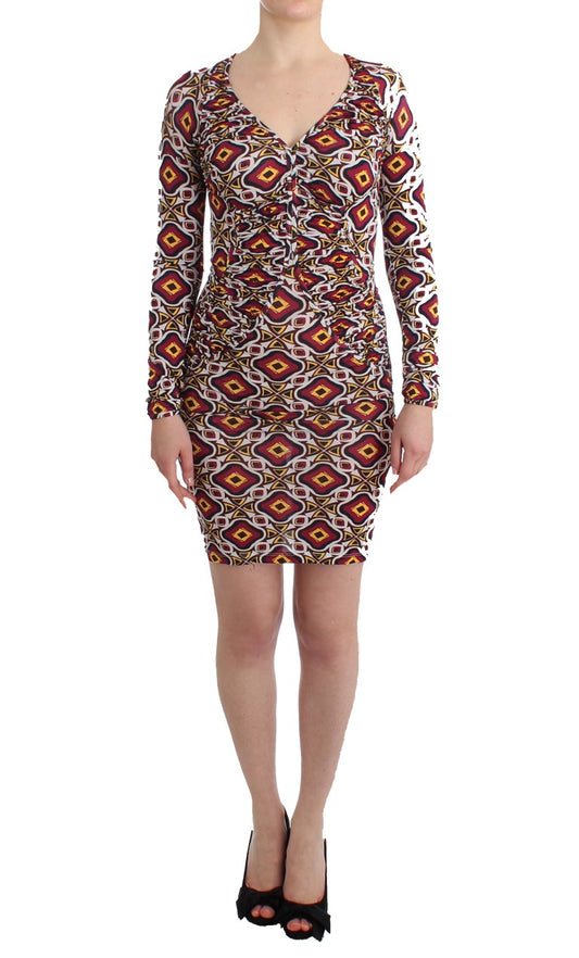 Chic Multicolor Cocktail V-Neck Dress - SEHABRANDS