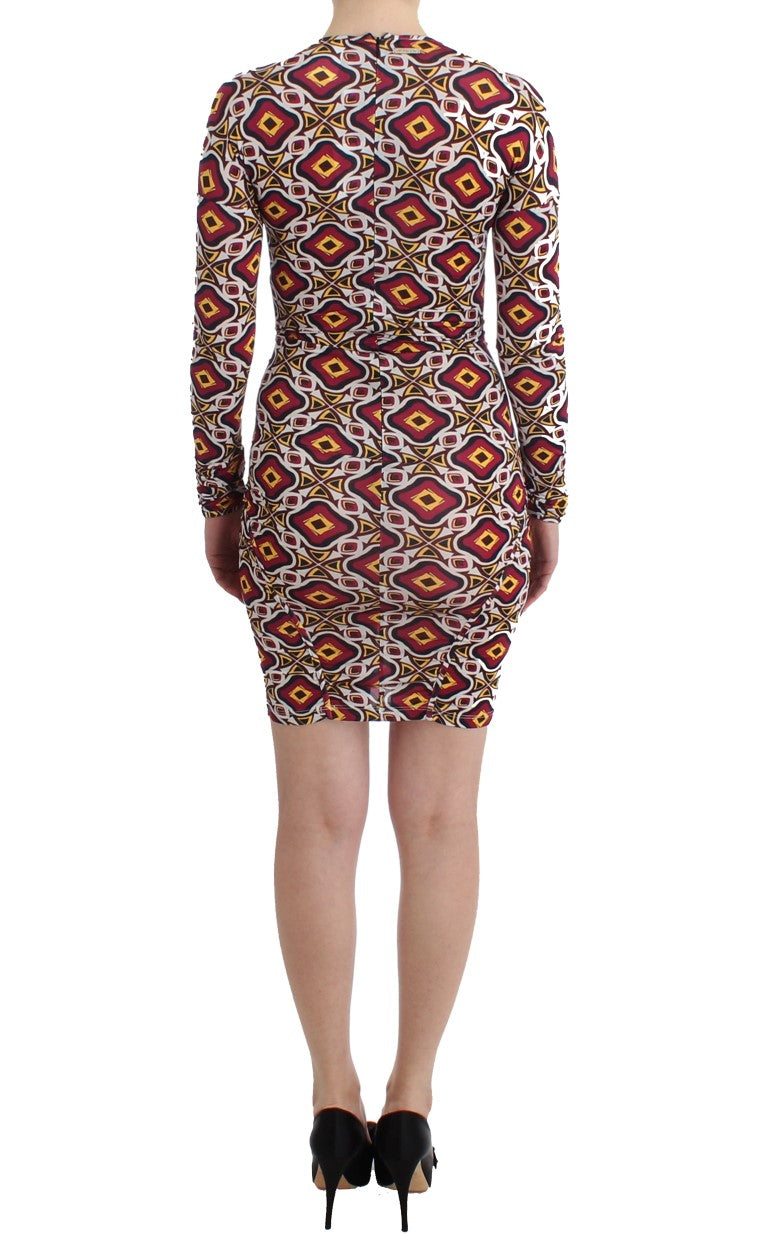 Chic Multicolor Cocktail V-Neck Dress - SEHABRANDS