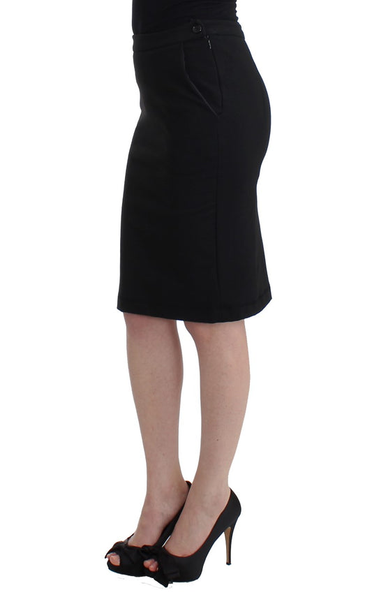 Chic Black Pencil Skirt Knee Length with Side Zip - SEHABRANDS