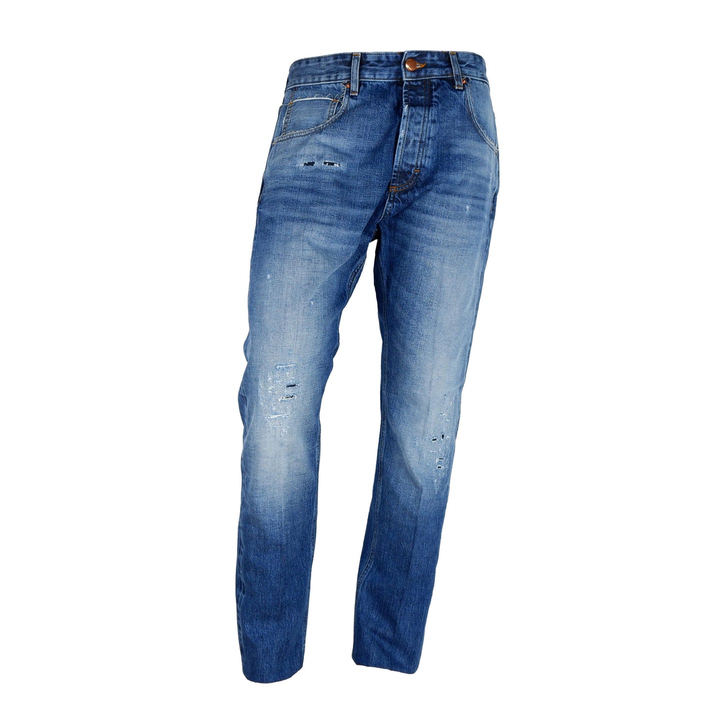 Chic Medium Wash Men's Cotton Jeans - SEHABRANDS