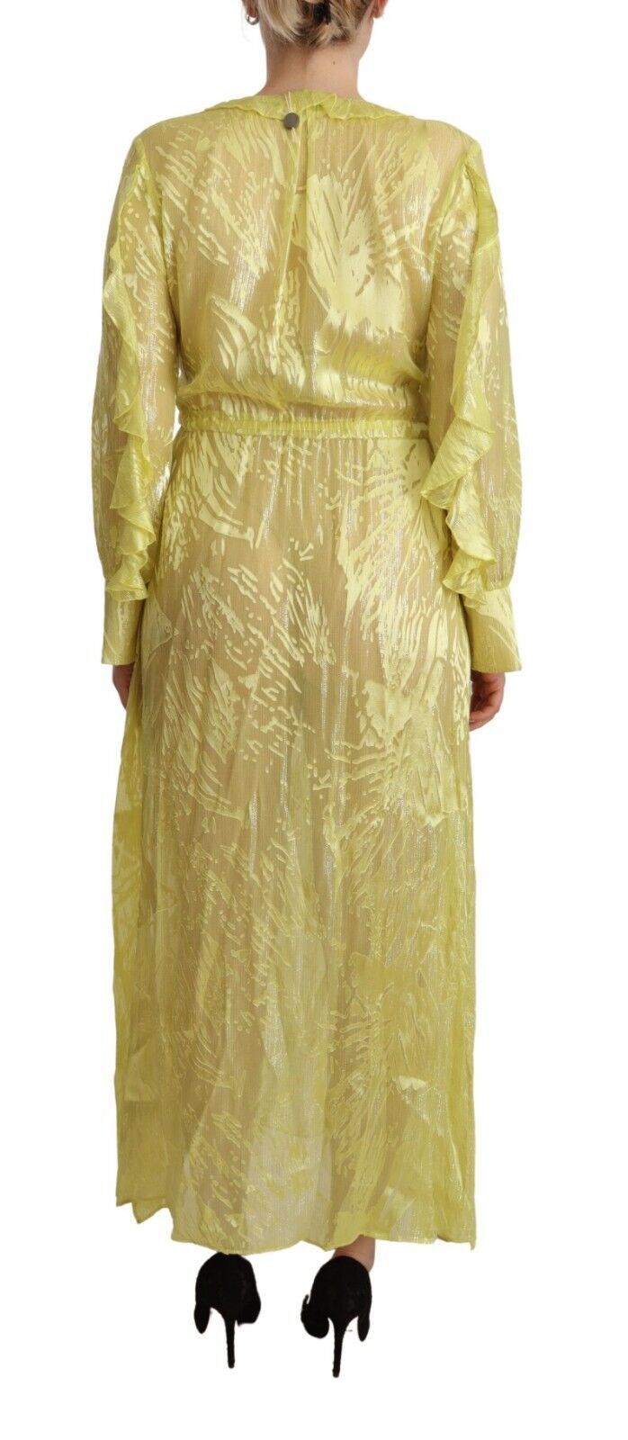 Sunshine Silk Blend Maxi Dress - Long Sleeves & Plunge - SEHABRANDS