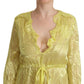 Sunshine Silk Blend Maxi Dress - Long Sleeves & Plunge - SEHABRANDS