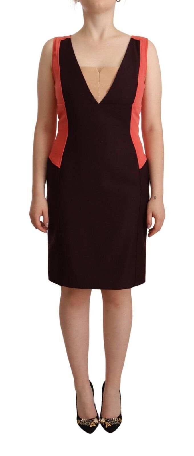 Multicolor V-Neck Sleeveless Sheath Dress - SEHABRANDS