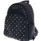 Elegant Leather ABBEY Backpack in Navy Blue - SEHABRANDS