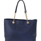 Elegant Ostrich Leather Handbag in Blue - SEHABRANDS