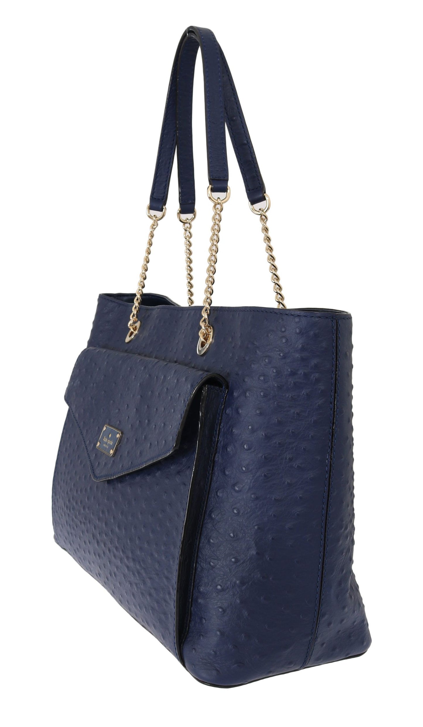 Elegant Ostrich Leather Handbag in Blue - SEHABRANDS