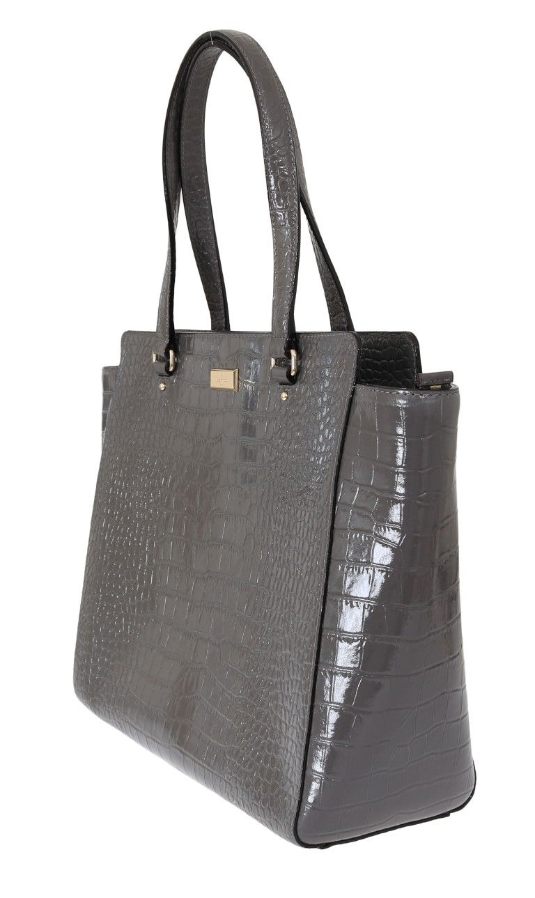 Chic Elissa Gray Leather Handbag - SEHABRANDS