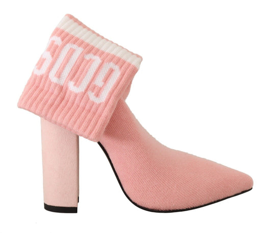 Chic Pink Suede Ankle Boots with Logo Socks - SEHABRANDS