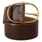 Dolce & Gabbana Elegant Brown Leather Belt with Gold Buckle