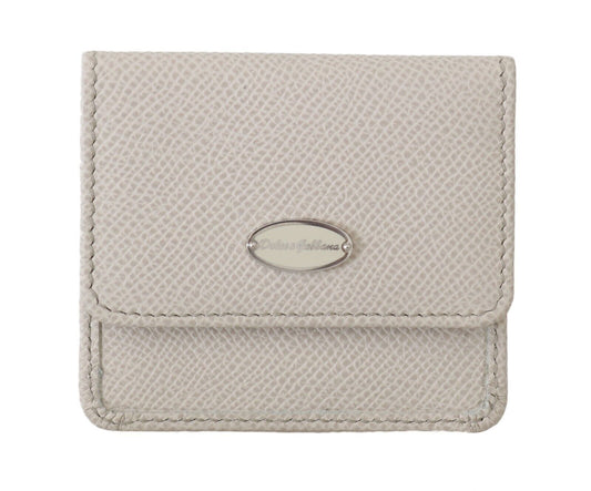 Dolce & Gabbana Chic White Leather Condom Case Wallet