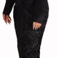 Elegant Black Embellished Sheath Midi Dress - SEHABRANDS