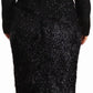 Elegant Black Embellished Sheath Midi Dress - SEHABRANDS