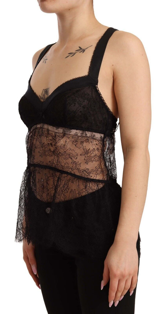 Dolce & Gabbana Elegant Black Silk Lingerie Chemise