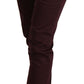 Maroon Slim Fit Skinny Pants with Zipper Detail - SEHABRANDS