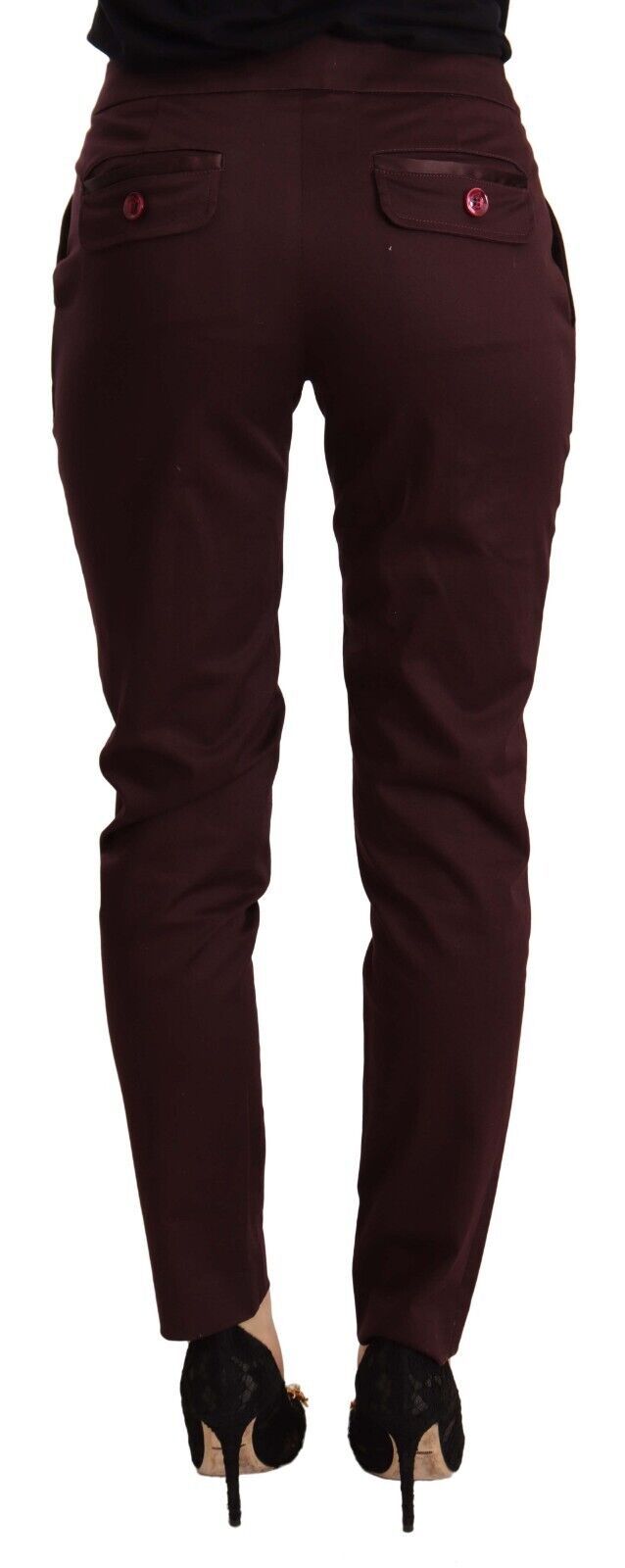 Maroon Slim Fit Skinny Pants with Zipper Detail - SEHABRANDS