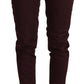 Maroon Slim Fit Skinny Pants with Zipper Detail - SEHABRANDS