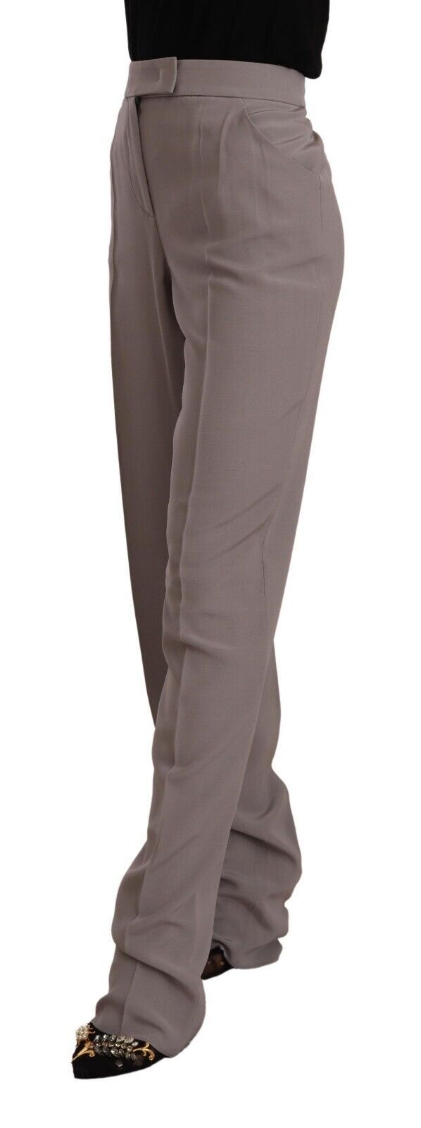 Elegant High Waist Silk Blend Trousers - SEHABRANDS