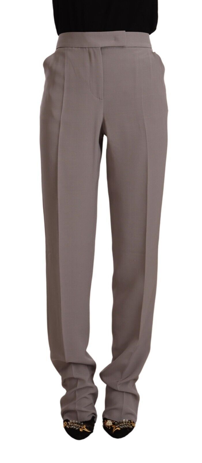 Elegant High Waist Silk Blend Trousers - SEHABRANDS