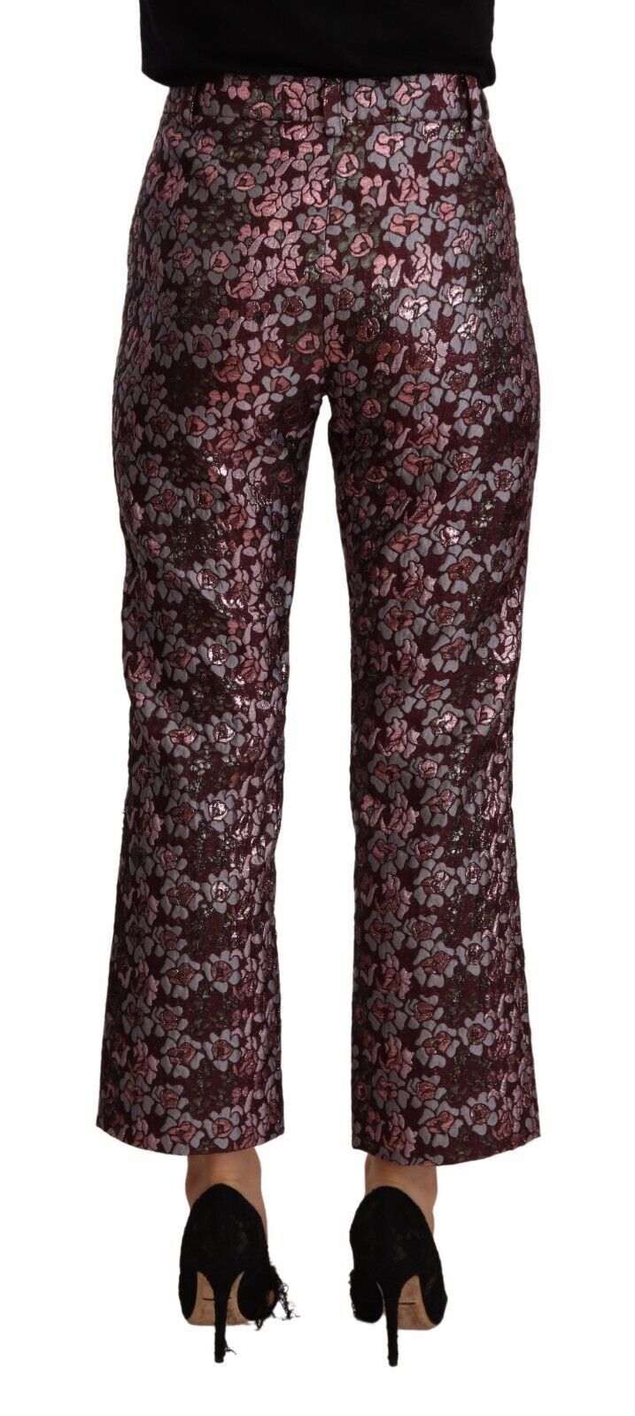 High Waist Jacquard Flared Cropped Trousers - SEHABRANDS