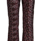 High Waist Jacquard Flared Cropped Trousers - SEHABRANDS