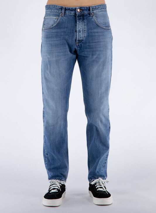 Elegant Medium Wash Men's Cotton Jeans - SEHABRANDS