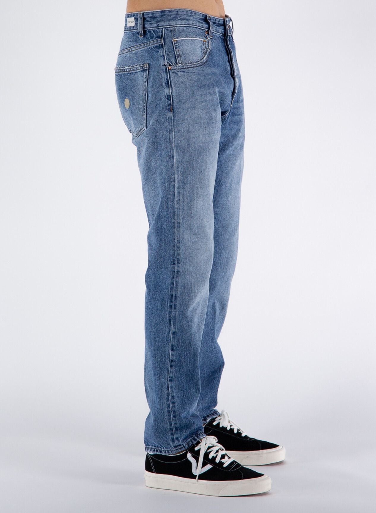 Elegant Medium Wash Men's Cotton Jeans - SEHABRANDS