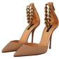 Dolce & Gabbana Elegant Beige Silk Ankle Strap Pumps