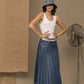 Chic Blue Denim Pleated Skirt - SEHABRANDS